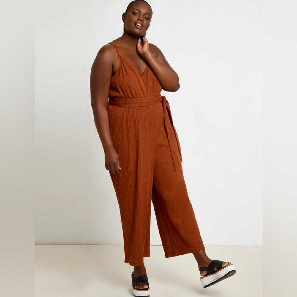 Eloquii Wide Leg Jumpsuit in rust orange size 22/24